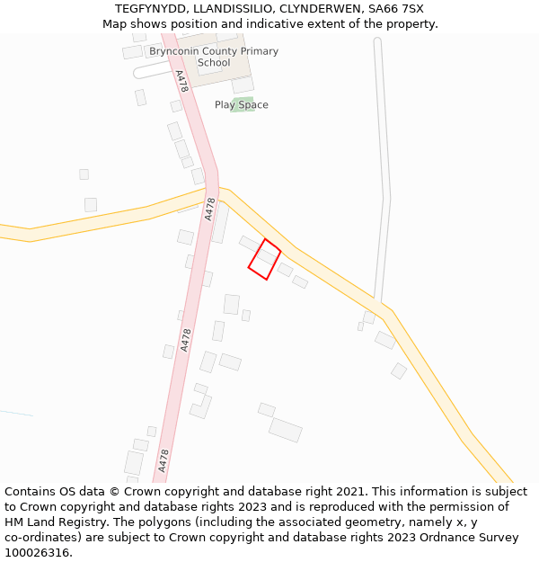 TEGFYNYDD, LLANDISSILIO, CLYNDERWEN, SA66 7SX: Location map and indicative extent of plot