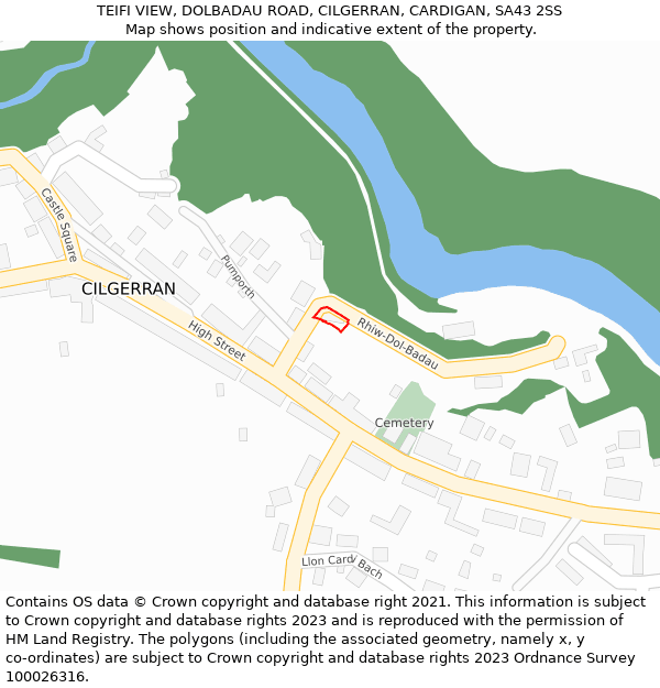 TEIFI VIEW, DOLBADAU ROAD, CILGERRAN, CARDIGAN, SA43 2SS: Location map and indicative extent of plot