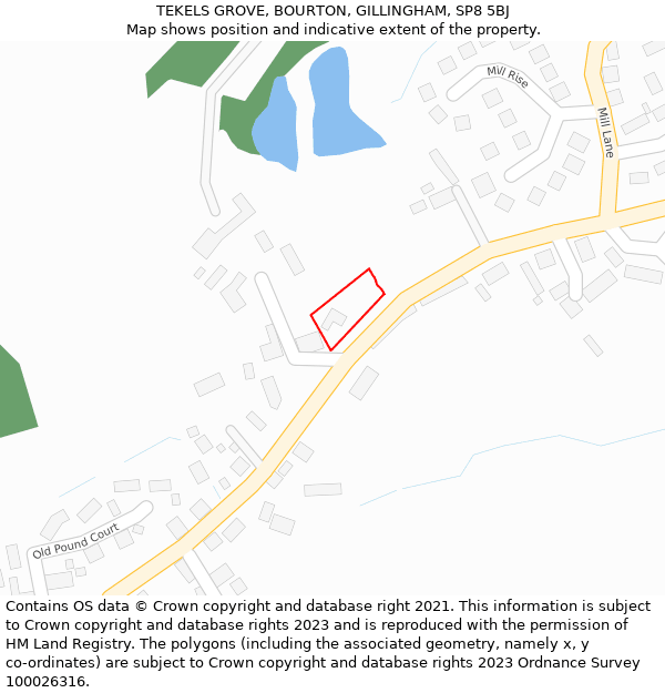 TEKELS GROVE, BOURTON, GILLINGHAM, SP8 5BJ: Location map and indicative extent of plot