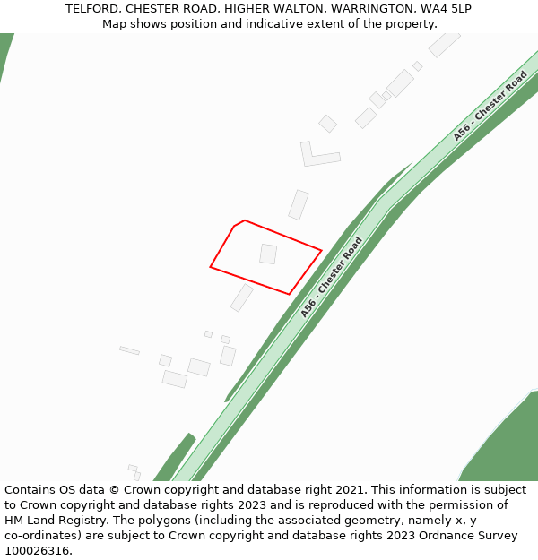 TELFORD, CHESTER ROAD, HIGHER WALTON, WARRINGTON, WA4 5LP: Location map and indicative extent of plot