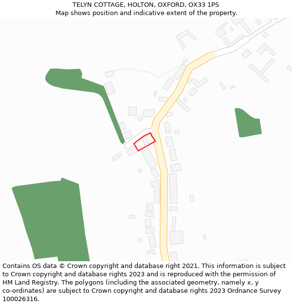 TELYN COTTAGE, HOLTON, OXFORD, OX33 1PS: Location map and indicative extent of plot