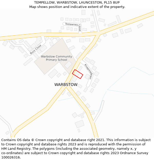 TEMPELLOW, WARBSTOW, LAUNCESTON, PL15 8UP: Location map and indicative extent of plot