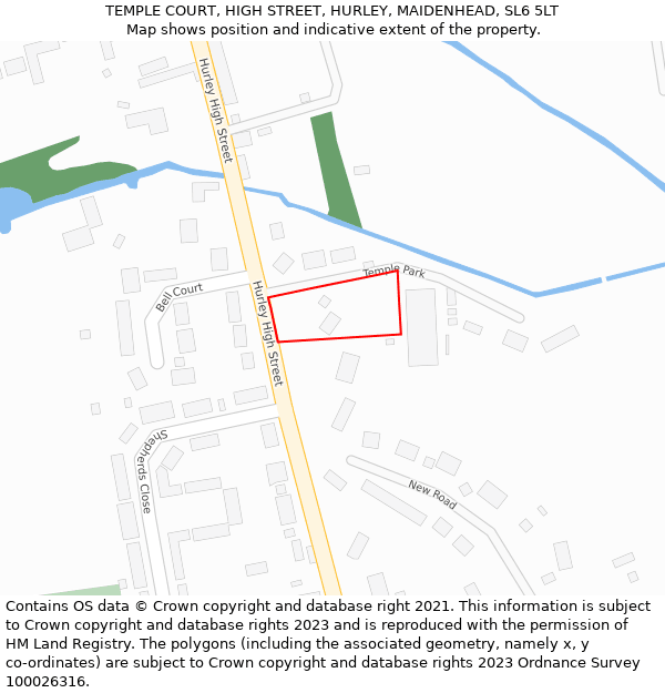 TEMPLE COURT, HIGH STREET, HURLEY, MAIDENHEAD, SL6 5LT: Location map and indicative extent of plot