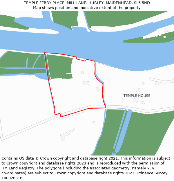 TEMPLE FERRY PLACE, MILL LANE, HURLEY, MAIDENHEAD, SL6 5ND: Location map and indicative extent of plot