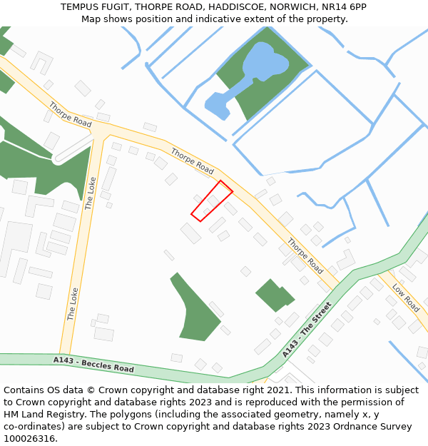 TEMPUS FUGIT, THORPE ROAD, HADDISCOE, NORWICH, NR14 6PP: Location map and indicative extent of plot