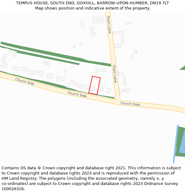 TEMPUS HOUSE, SOUTH END, GOXHILL, BARROW-UPON-HUMBER, DN19 7LT: Location map and indicative extent of plot