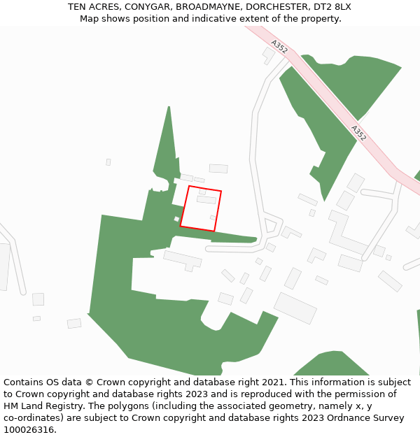 TEN ACRES, CONYGAR, BROADMAYNE, DORCHESTER, DT2 8LX: Location map and indicative extent of plot