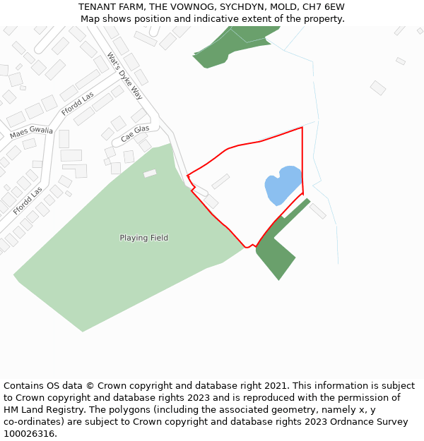 TENANT FARM, THE VOWNOG, SYCHDYN, MOLD, CH7 6EW: Location map and indicative extent of plot