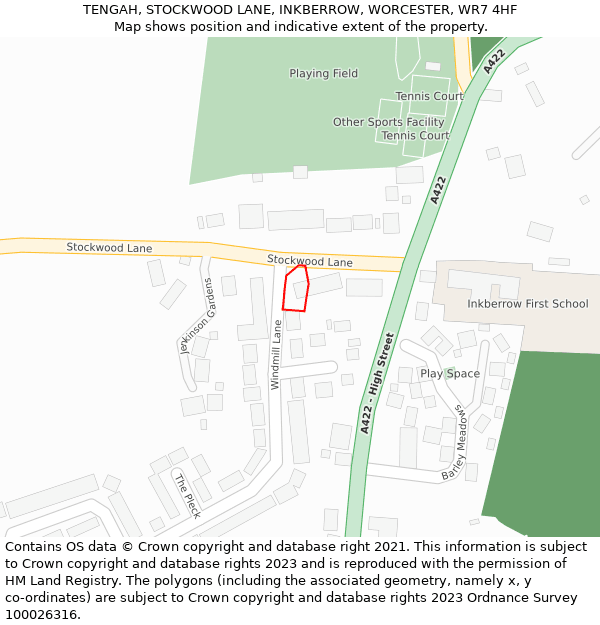 TENGAH, STOCKWOOD LANE, INKBERROW, WORCESTER, WR7 4HF: Location map and indicative extent of plot