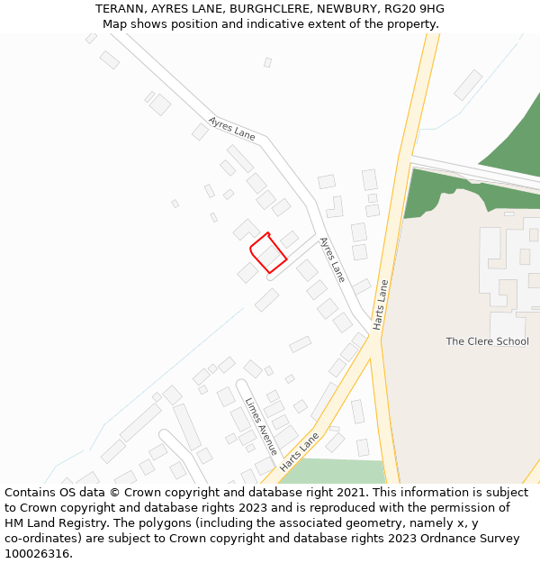 TERANN, AYRES LANE, BURGHCLERE, NEWBURY, RG20 9HG: Location map and indicative extent of plot