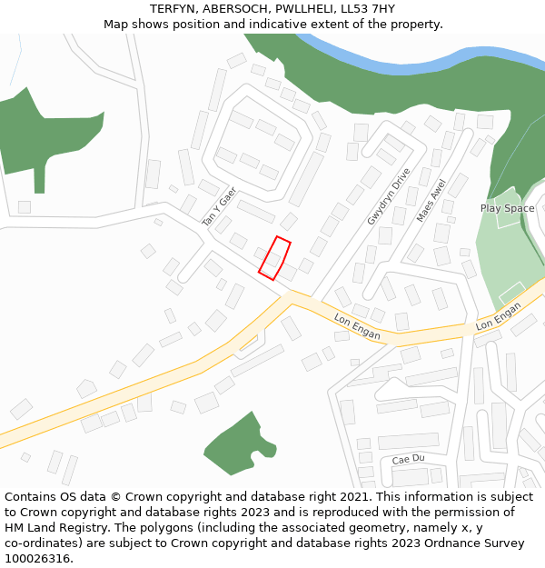 TERFYN, ABERSOCH, PWLLHELI, LL53 7HY: Location map and indicative extent of plot