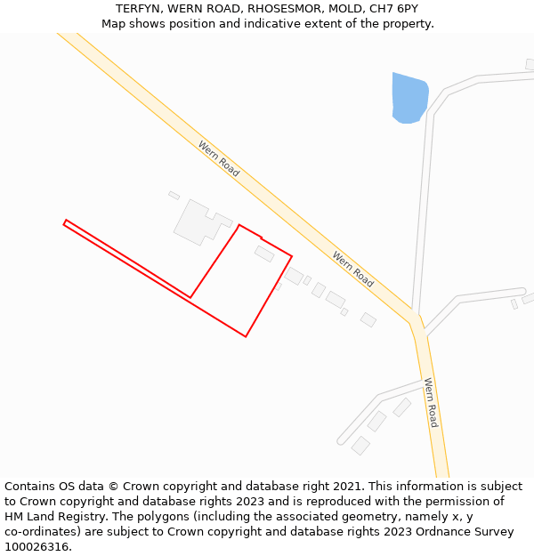 TERFYN, WERN ROAD, RHOSESMOR, MOLD, CH7 6PY: Location map and indicative extent of plot