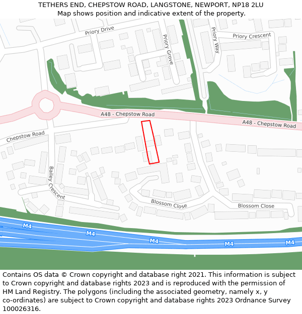 TETHERS END, CHEPSTOW ROAD, LANGSTONE, NEWPORT, NP18 2LU: Location map and indicative extent of plot