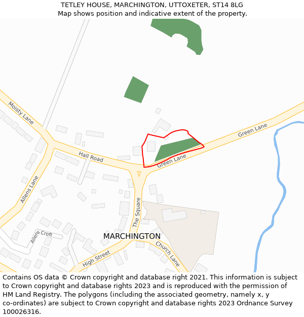 TETLEY HOUSE, MARCHINGTON, UTTOXETER, ST14 8LG: Location map and indicative extent of plot