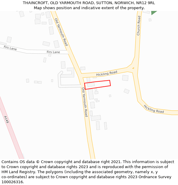 THAINCROFT, OLD YARMOUTH ROAD, SUTTON, NORWICH, NR12 9RL: Location map and indicative extent of plot