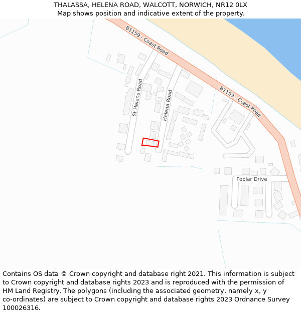 THALASSA, HELENA ROAD, WALCOTT, NORWICH, NR12 0LX: Location map and indicative extent of plot