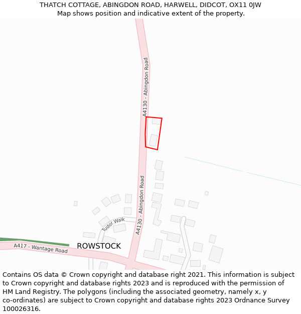 THATCH COTTAGE, ABINGDON ROAD, HARWELL, DIDCOT, OX11 0JW: Location map and indicative extent of plot