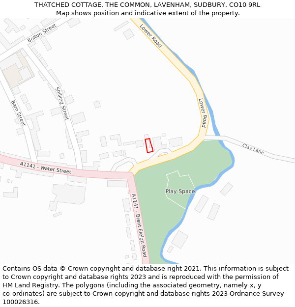 THATCHED COTTAGE, THE COMMON, LAVENHAM, SUDBURY, CO10 9RL: Location map and indicative extent of plot