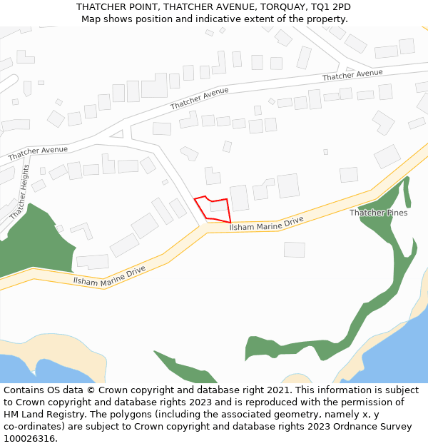 THATCHER POINT, THATCHER AVENUE, TORQUAY, TQ1 2PD: Location map and indicative extent of plot