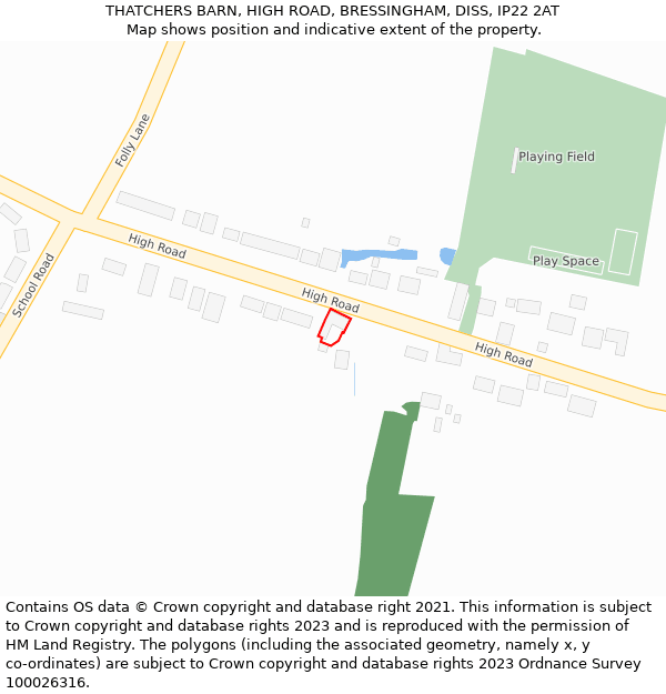 THATCHERS BARN, HIGH ROAD, BRESSINGHAM, DISS, IP22 2AT: Location map and indicative extent of plot