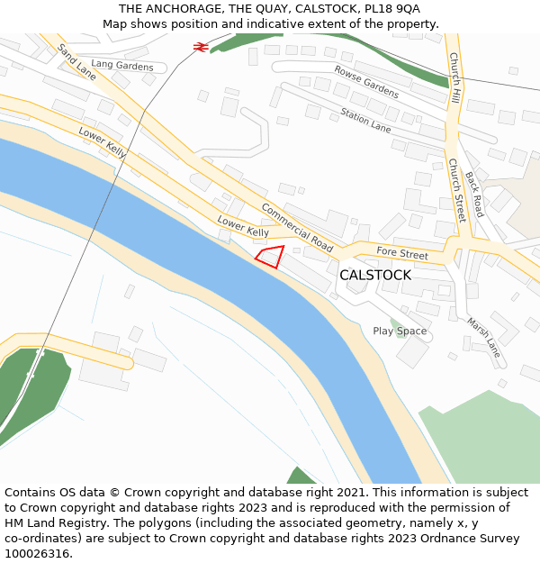 THE ANCHORAGE, THE QUAY, CALSTOCK, PL18 9QA: Location map and indicative extent of plot