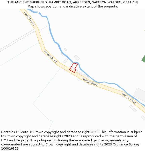 THE ANCIENT SHEPHERD, HAMPIT ROAD, ARKESDEN, SAFFRON WALDEN, CB11 4HJ: Location map and indicative extent of plot