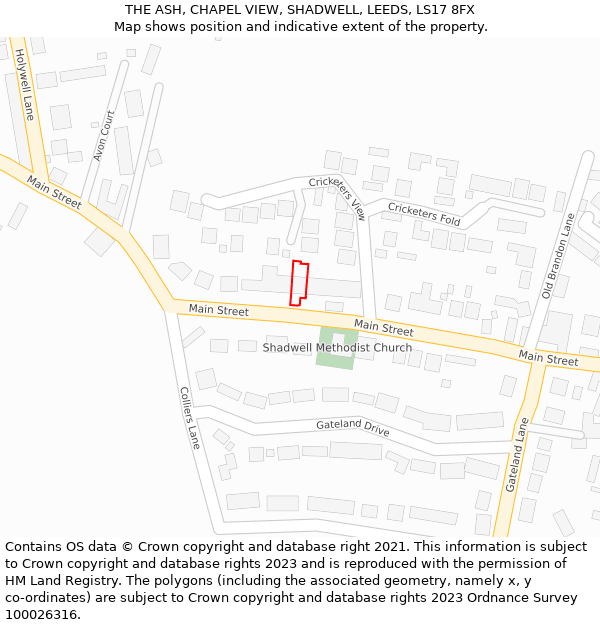 THE ASH, CHAPEL VIEW, SHADWELL, LEEDS, LS17 8FX: Location map and indicative extent of plot