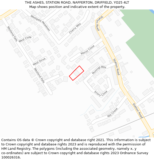 THE ASHES, STATION ROAD, NAFFERTON, DRIFFIELD, YO25 4LT: Location map and indicative extent of plot