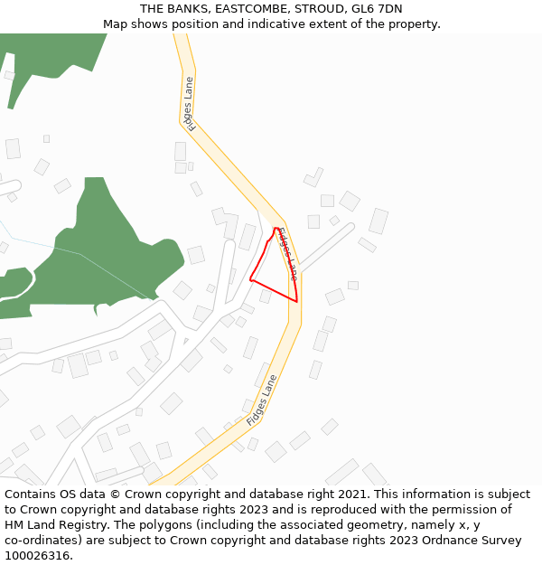 THE BANKS, EASTCOMBE, STROUD, GL6 7DN: Location map and indicative extent of plot