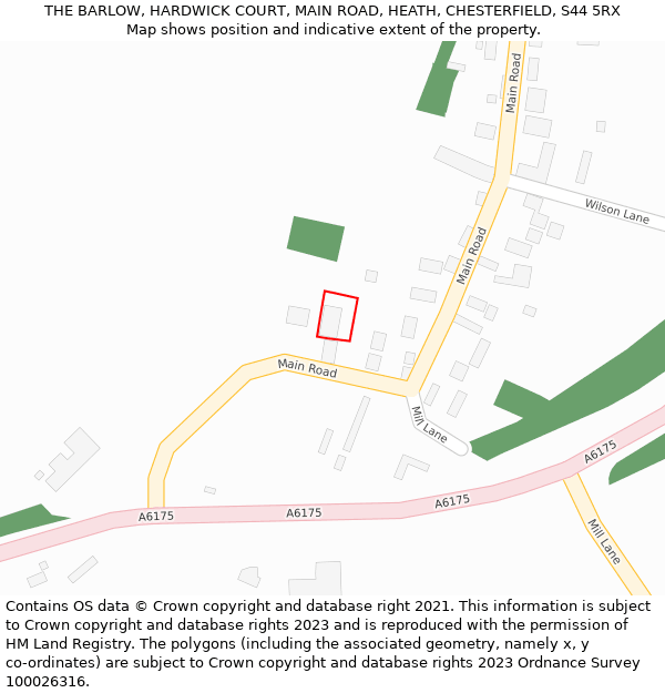 THE BARLOW, HARDWICK COURT, MAIN ROAD, HEATH, CHESTERFIELD, S44 5RX: Location map and indicative extent of plot