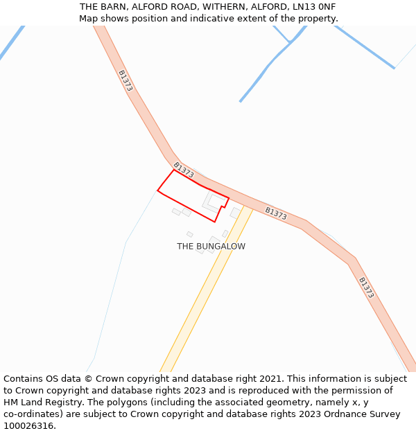 THE BARN, ALFORD ROAD, WITHERN, ALFORD, LN13 0NF: Location map and indicative extent of plot