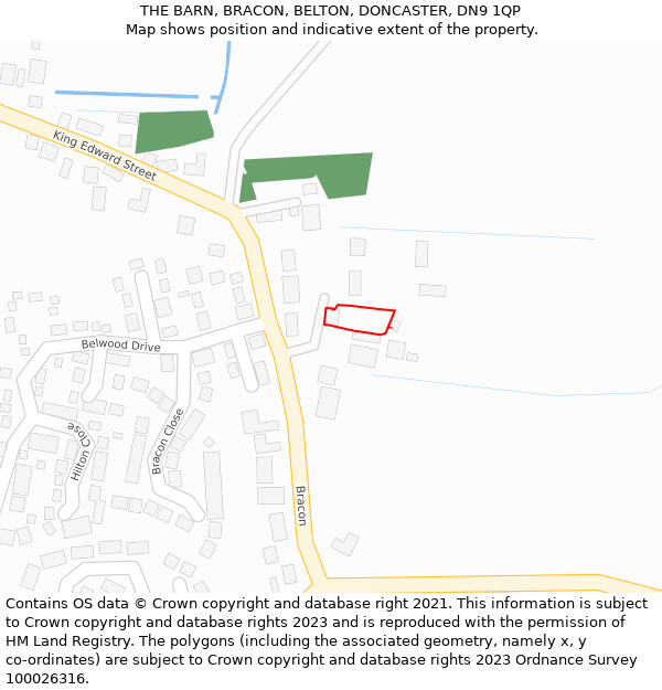 THE BARN, BRACON, BELTON, DONCASTER, DN9 1QP: Location map and indicative extent of plot