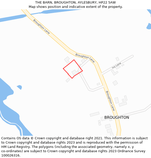 THE BARN, BROUGHTON, AYLESBURY, HP22 5AW: Location map and indicative extent of plot