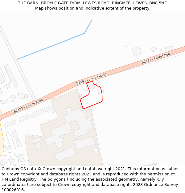 THE BARN, BROYLE GATE FARM, LEWES ROAD, RINGMER, LEWES, BN8 5NE: Location map and indicative extent of plot