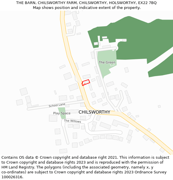 THE BARN, CHILSWORTHY FARM, CHILSWORTHY, HOLSWORTHY, EX22 7BQ: Location map and indicative extent of plot