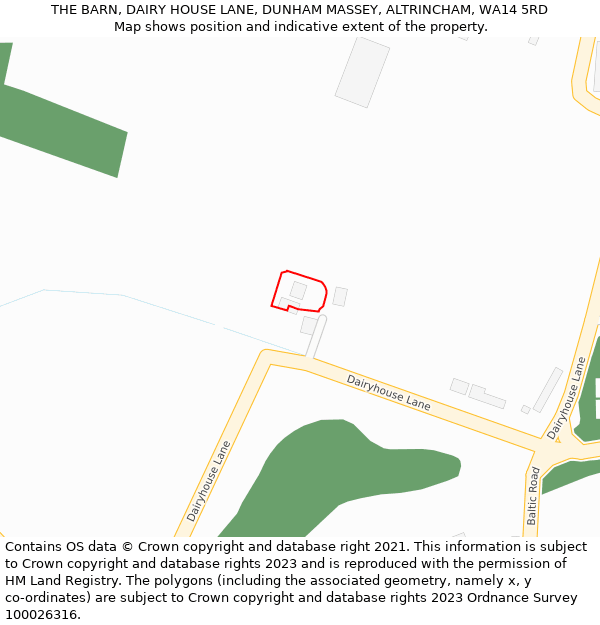 THE BARN, DAIRY HOUSE LANE, DUNHAM MASSEY, ALTRINCHAM, WA14 5RD: Location map and indicative extent of plot