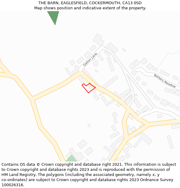 THE BARN, EAGLESFIELD, COCKERMOUTH, CA13 0SD: Location map and indicative extent of plot