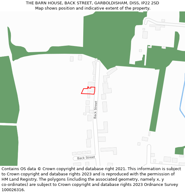 THE BARN HOUSE, BACK STREET, GARBOLDISHAM, DISS, IP22 2SD: Location map and indicative extent of plot