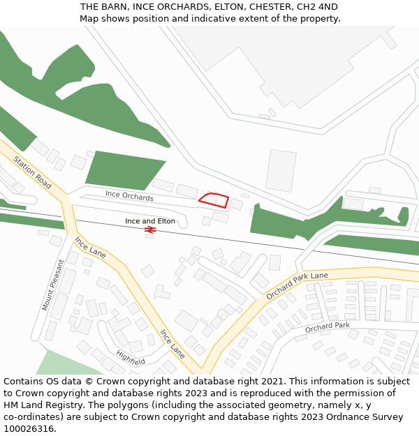 THE BARN, INCE ORCHARDS, ELTON, CHESTER, CH2 4ND: Location map and indicative extent of plot