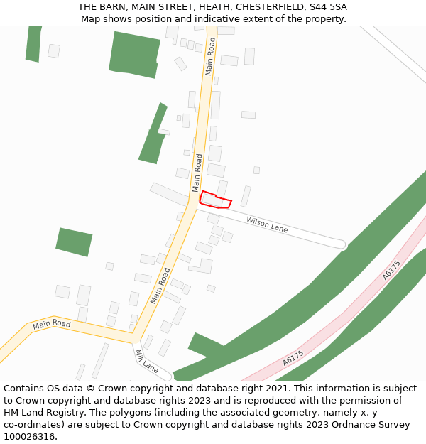 THE BARN, MAIN STREET, HEATH, CHESTERFIELD, S44 5SA: Location map and indicative extent of plot