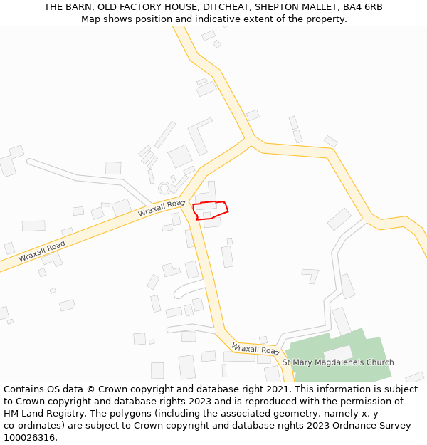 THE BARN, OLD FACTORY HOUSE, DITCHEAT, SHEPTON MALLET, BA4 6RB: Location map and indicative extent of plot