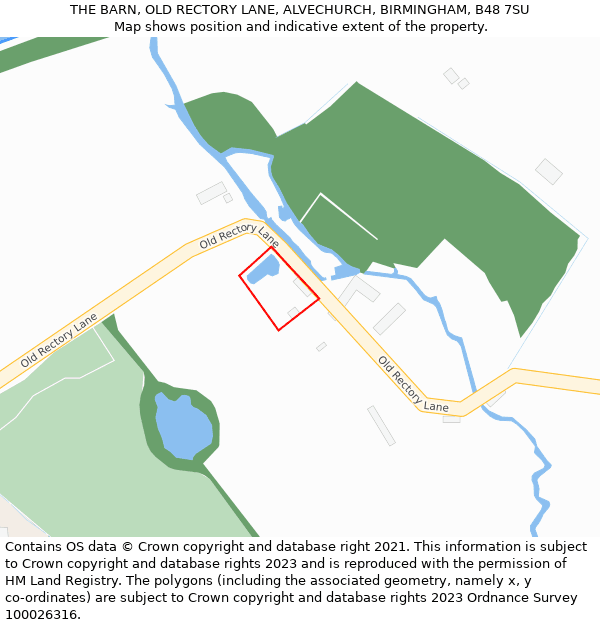 THE BARN, OLD RECTORY LANE, ALVECHURCH, BIRMINGHAM, B48 7SU: Location map and indicative extent of plot