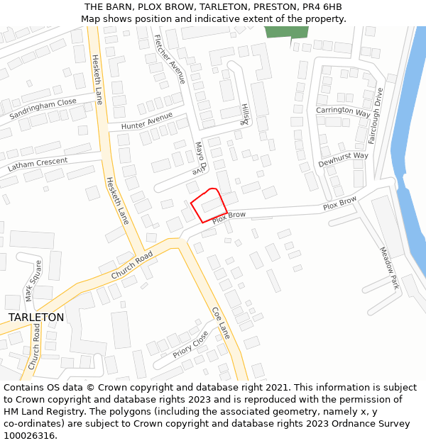 THE BARN, PLOX BROW, TARLETON, PRESTON, PR4 6HB: Location map and indicative extent of plot