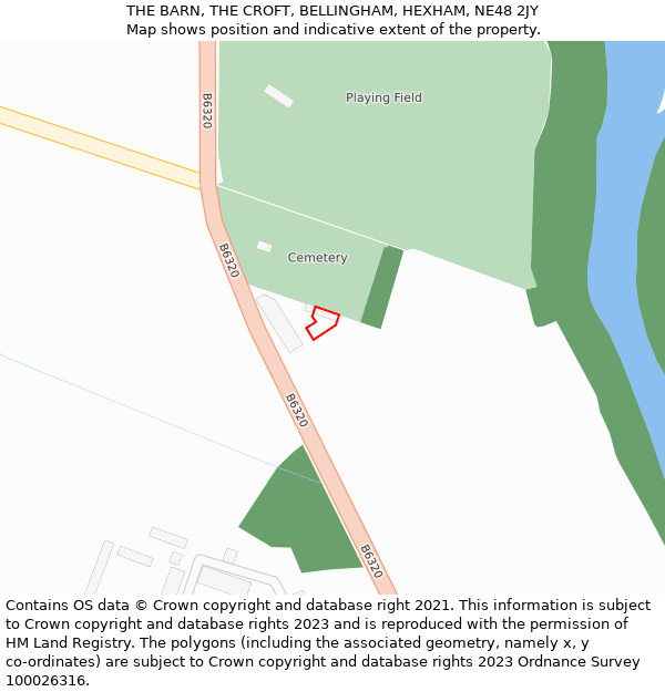 THE BARN, THE CROFT, BELLINGHAM, HEXHAM, NE48 2JY: Location map and indicative extent of plot