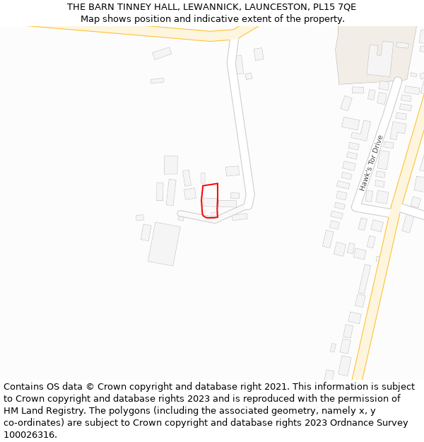 THE BARN TINNEY HALL, LEWANNICK, LAUNCESTON, PL15 7QE: Location map and indicative extent of plot