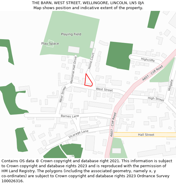 THE BARN, WEST STREET, WELLINGORE, LINCOLN, LN5 0JA: Location map and indicative extent of plot