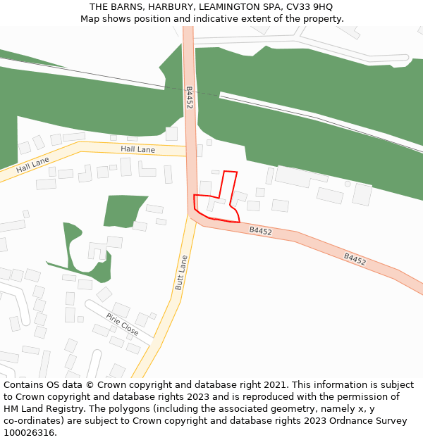 THE BARNS, HARBURY, LEAMINGTON SPA, CV33 9HQ: Location map and indicative extent of plot