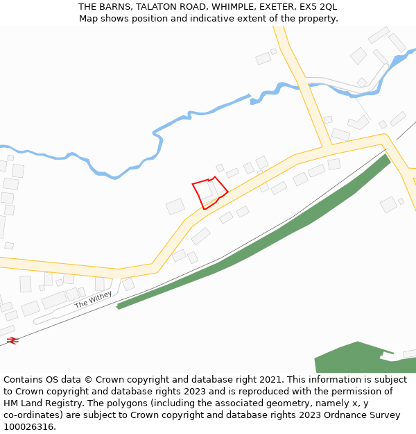 THE BARNS, TALATON ROAD, WHIMPLE, EXETER, EX5 2QL: Location map and indicative extent of plot