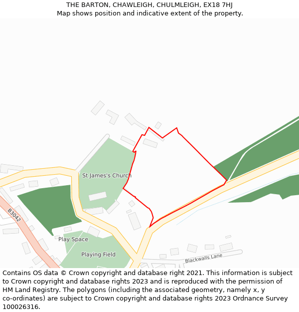 THE BARTON, CHAWLEIGH, CHULMLEIGH, EX18 7HJ: Location map and indicative extent of plot