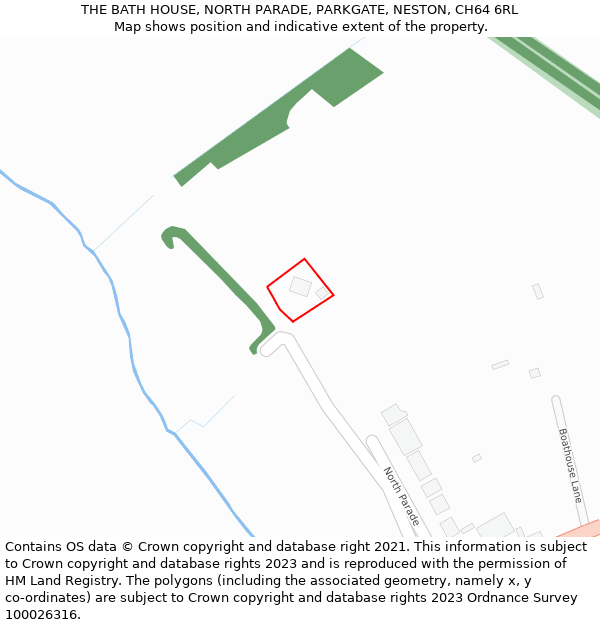THE BATH HOUSE, NORTH PARADE, PARKGATE, NESTON, CH64 6RL: Location map and indicative extent of plot
